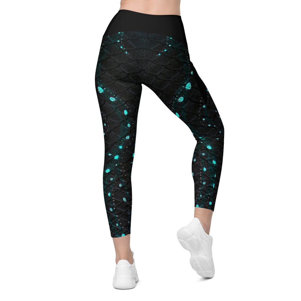 Twilight Tide Cross Waist Leggings with Pockets