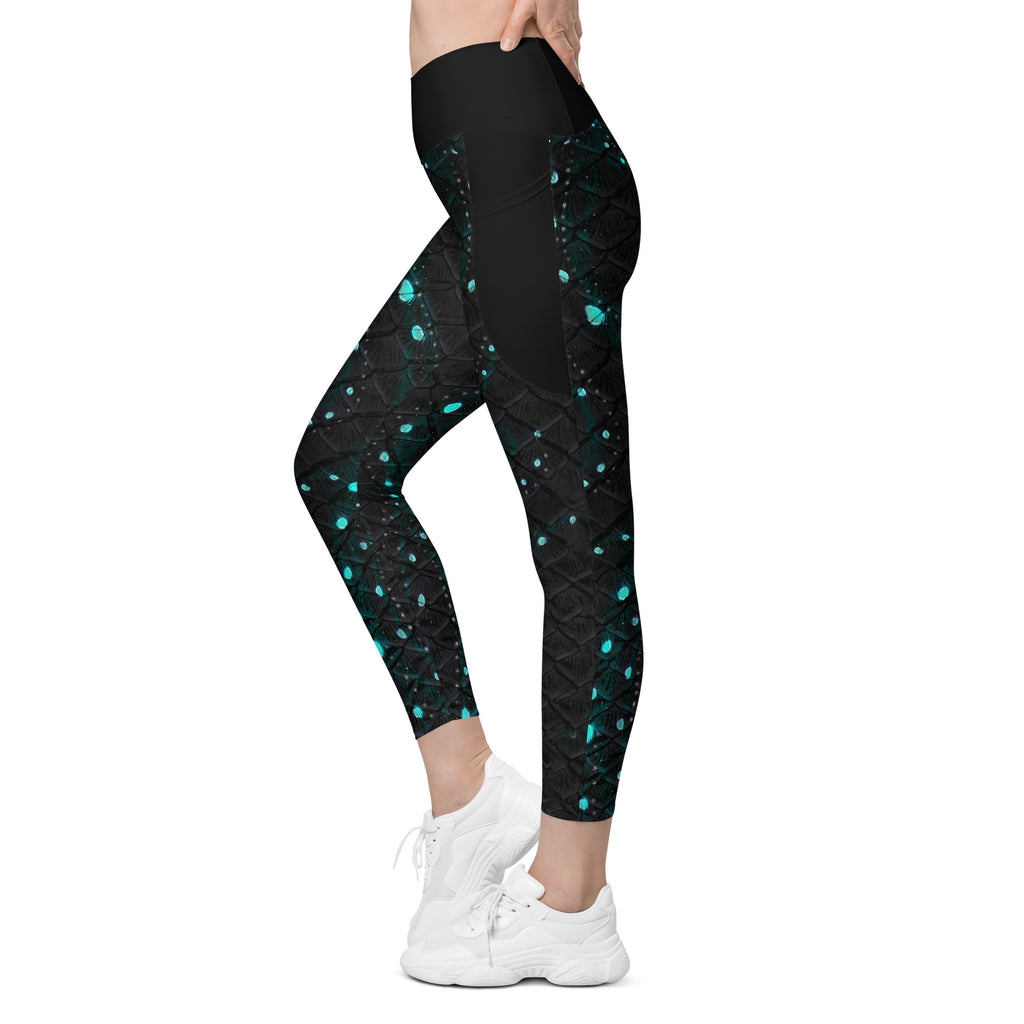Twilight Tide Cross Waist Leggings with Pockets