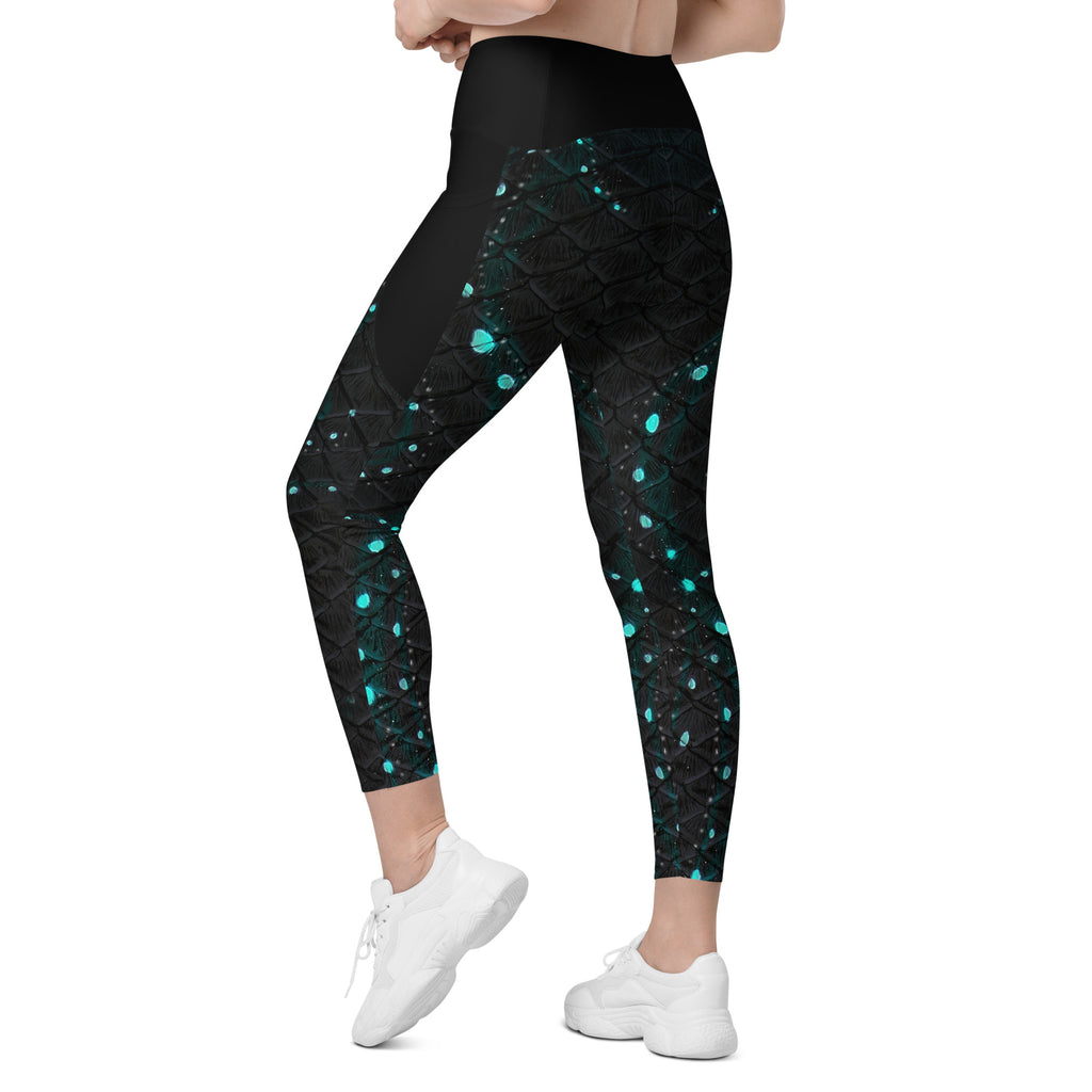 Twilight Tide Cross Waist Leggings with Pockets