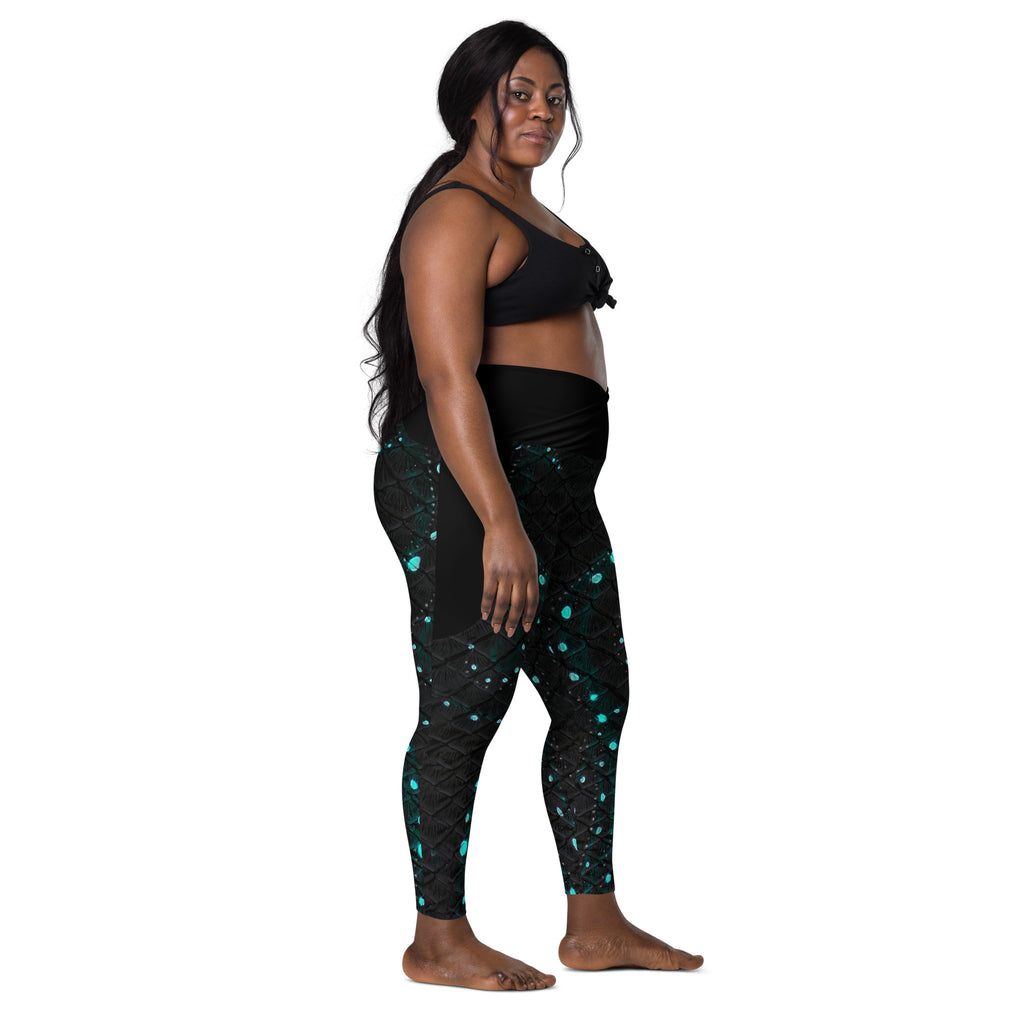 Twilight Tide Cross Waist Leggings with Pockets