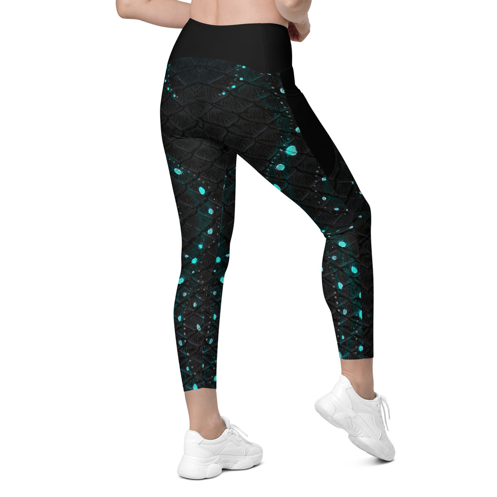 Twilight Tide Cross Waist Leggings with Pockets