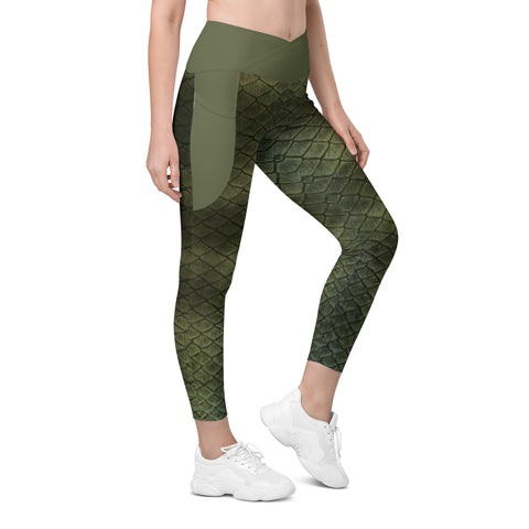 Moonshell Cross waist leggings with pockets