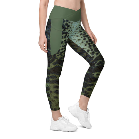 Moonshell Cross waist leggings with pockets