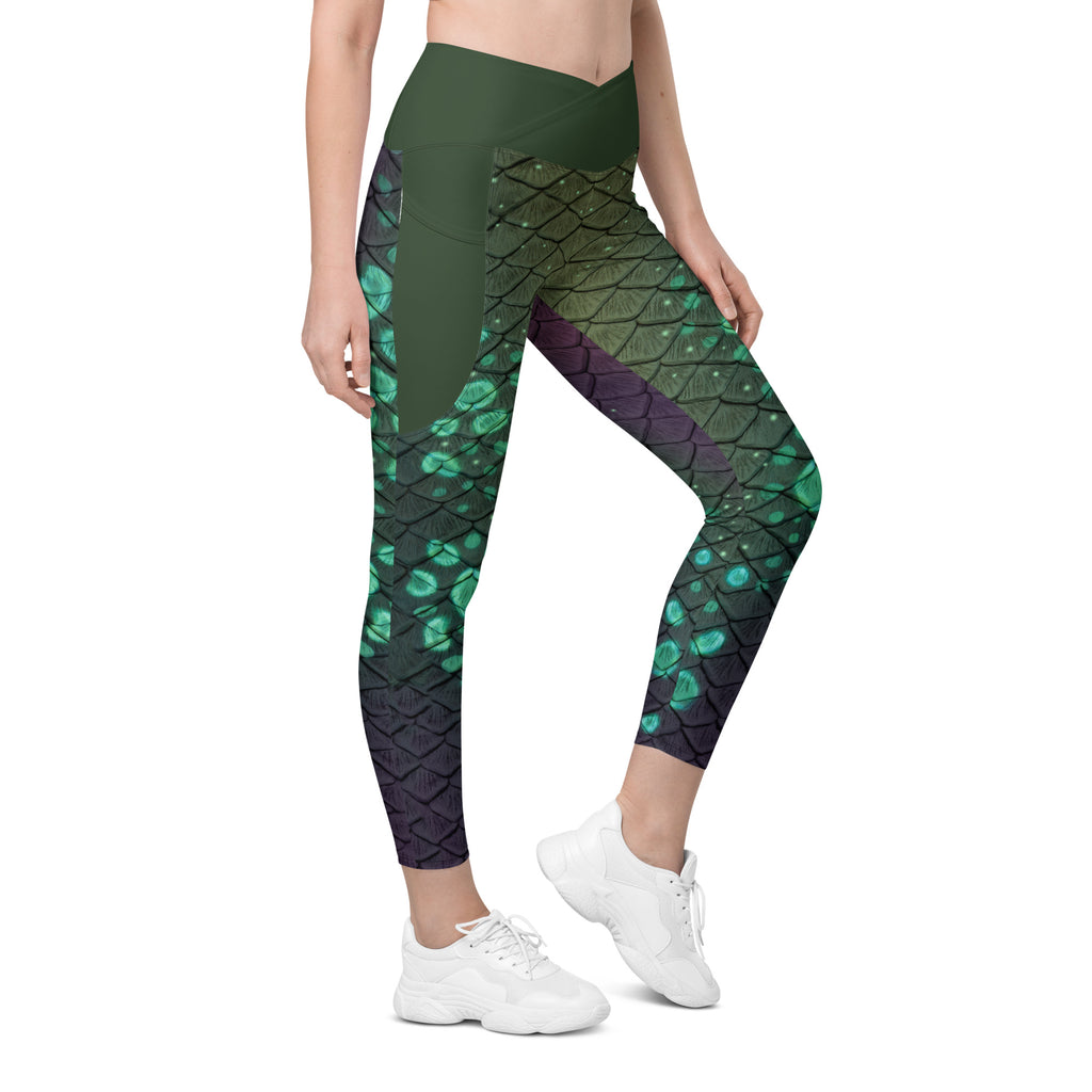 Amphibia Cross Waist Leggings with Pockets