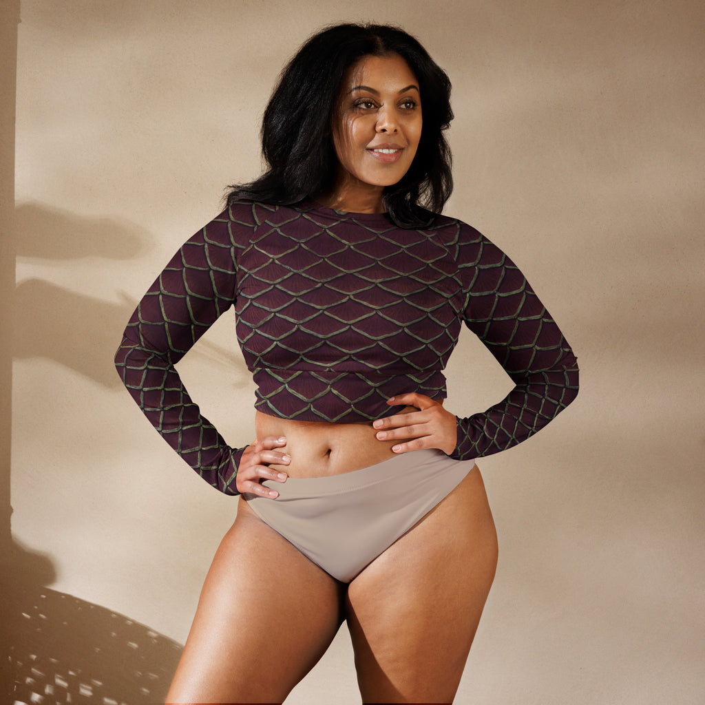Yule Tide Recycled Cropped Rash Guard
