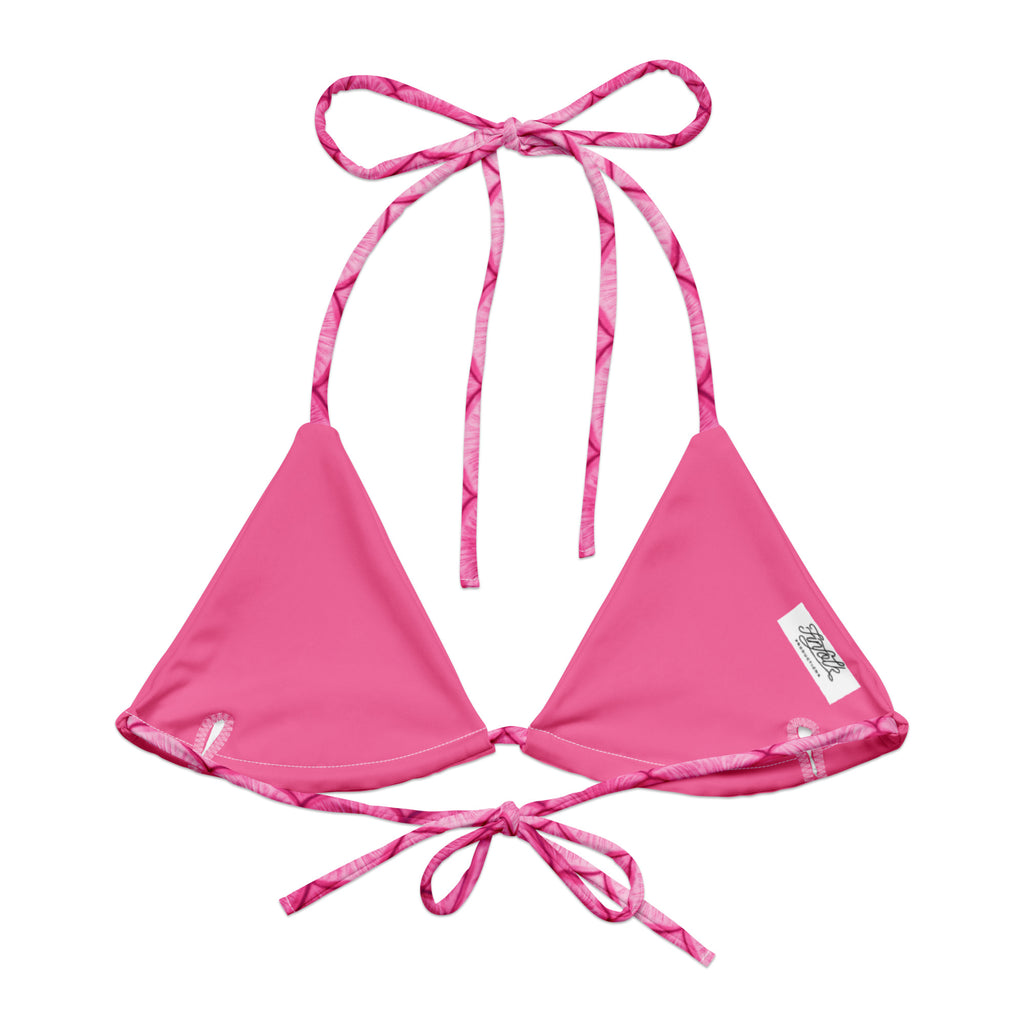 Plumeria Pink Recycled String Bikini Top
