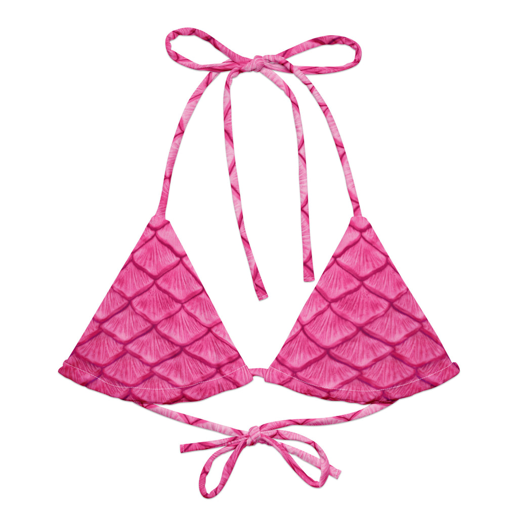 Plumeria Pink Recycled String Bikini Top