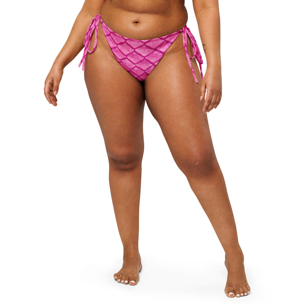 Plumeria Pink Recycled String Bikini Bottom