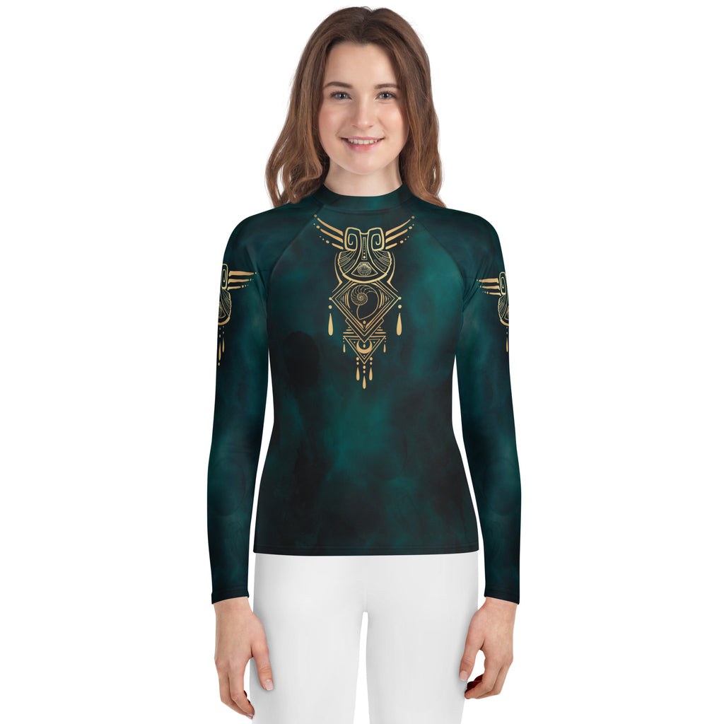 Finbella Riviera Muse Teal Youth Rash Guard - Teal