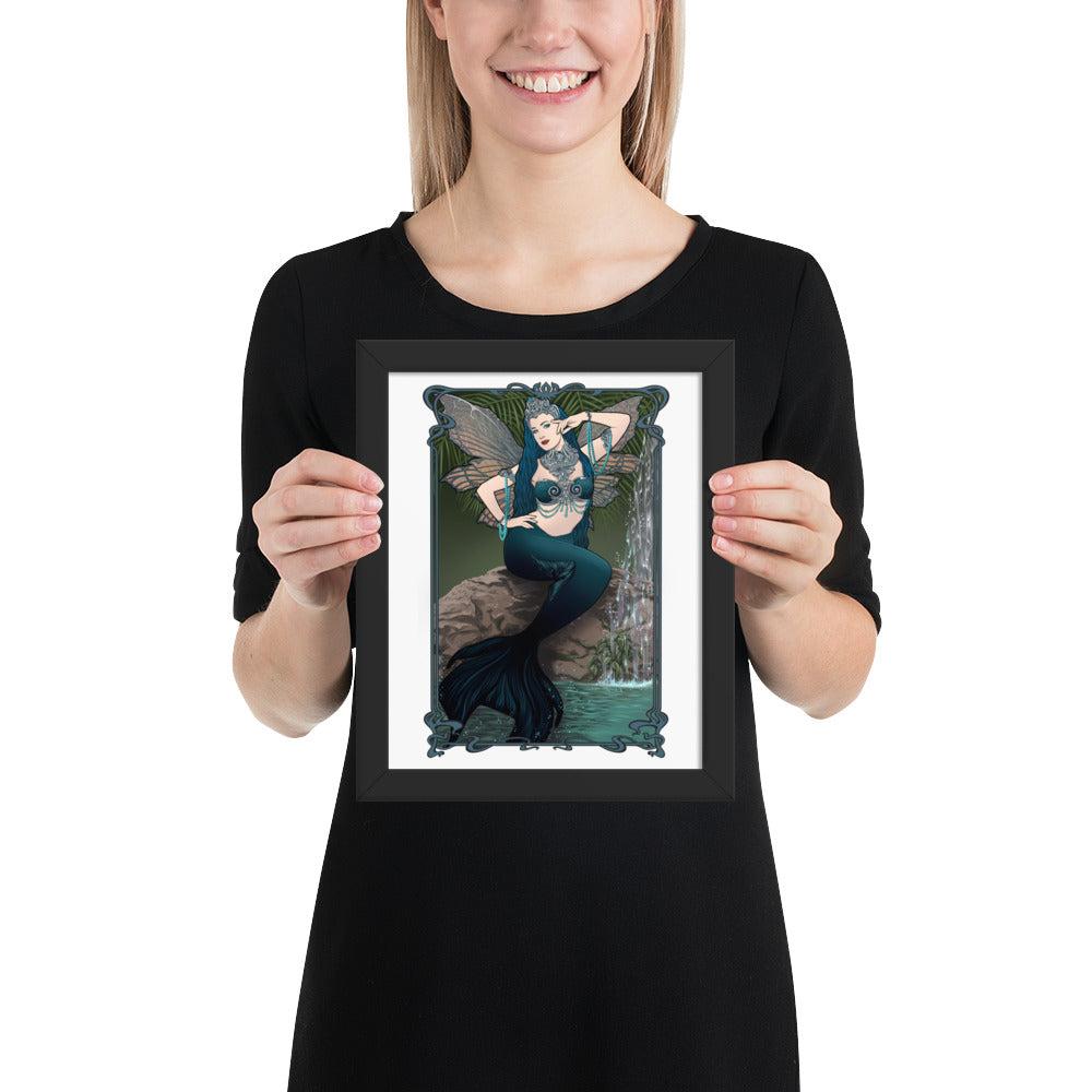 Silhouette Finbella Fairy Mermaid Framed Art Print
