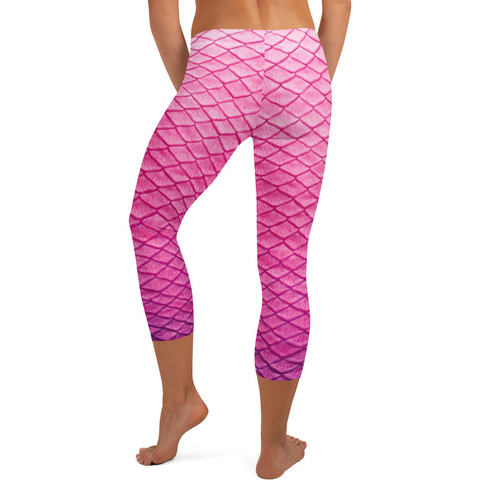 Plumeria Pink Capri Leggings