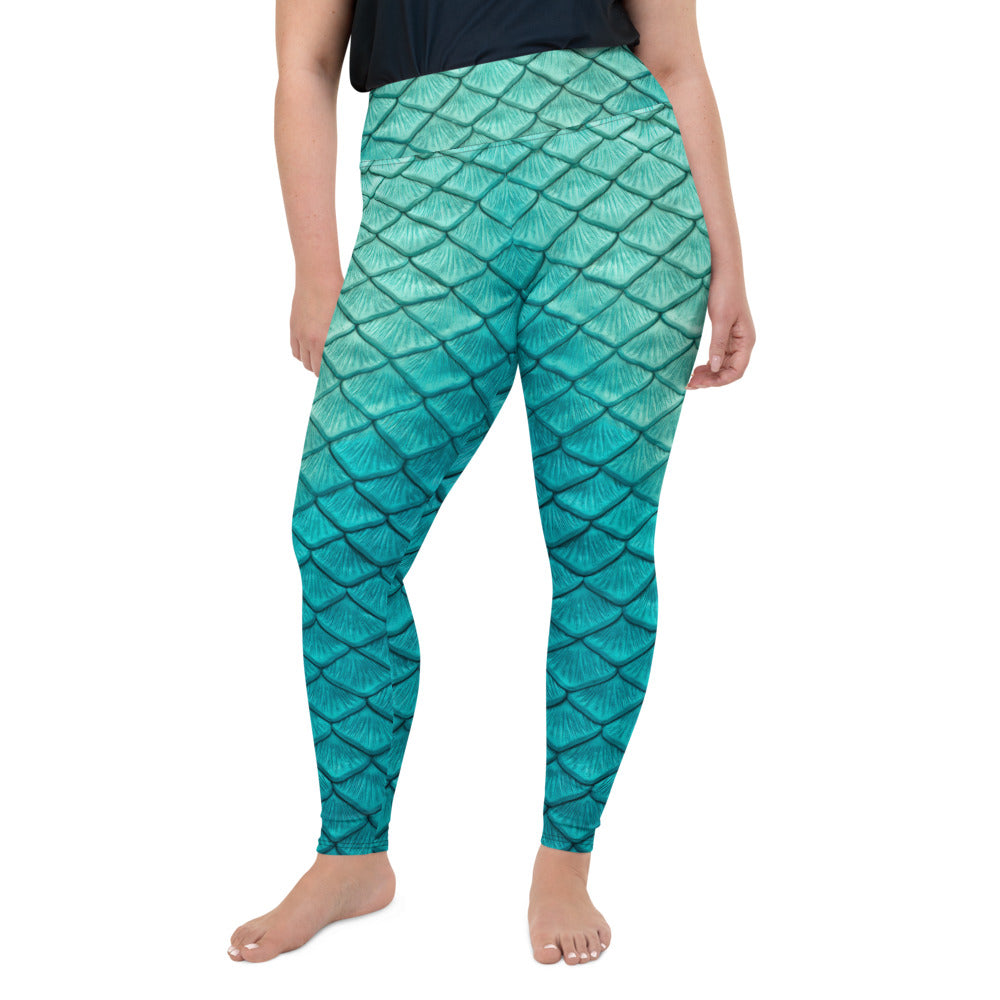 Sea Sapphire Print Plus Size Leggings