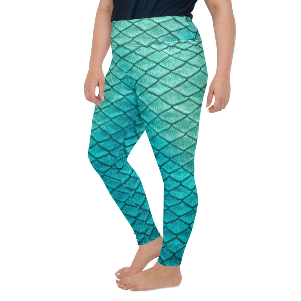 Sea Sapphire Print Plus Size Leggings