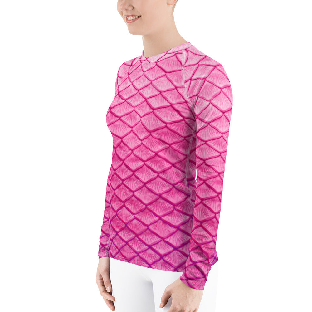 Plumeria Pink Fitted Rash Guard