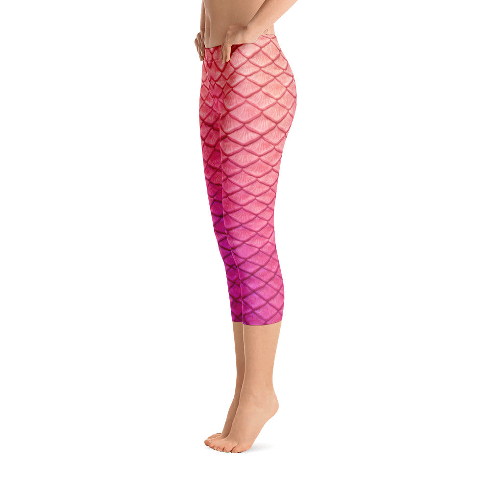 Plumeria Pink Capri Leggings