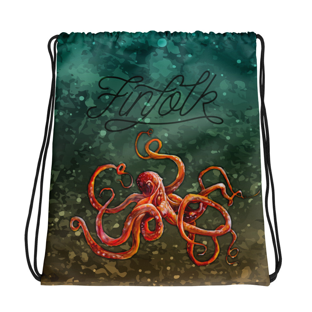 Curious Kraken Drawstring Bag
