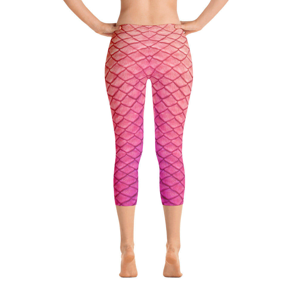 Plumeria Pink Capri Leggings