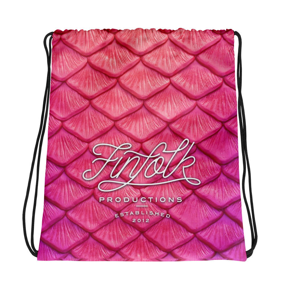 Plumeria Pink Drawstring Bag