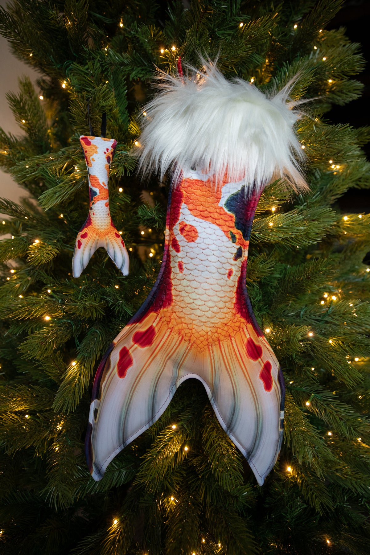 Classic Koi Christmas Stocking and Fabric Christmas Ornament