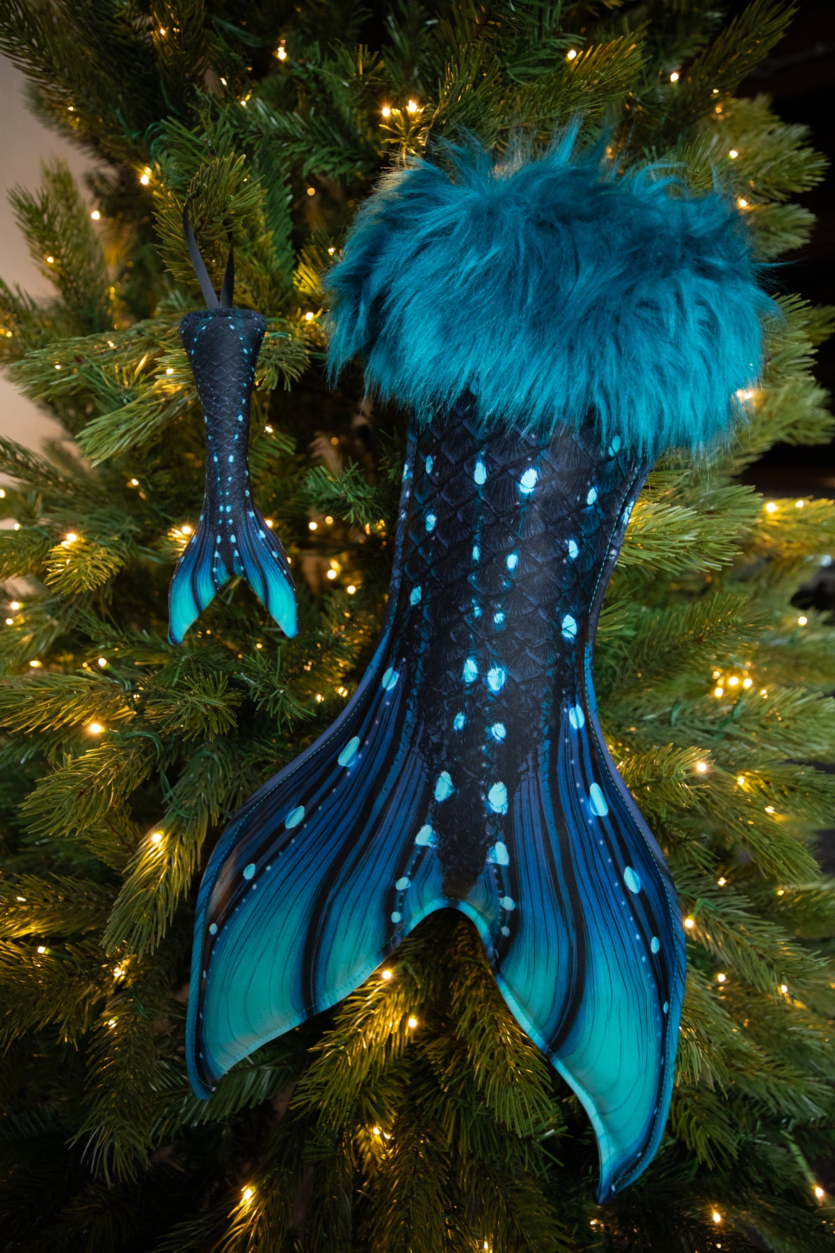 Twilight Tide Christmas Stocking and Fabric Christmas Ornament