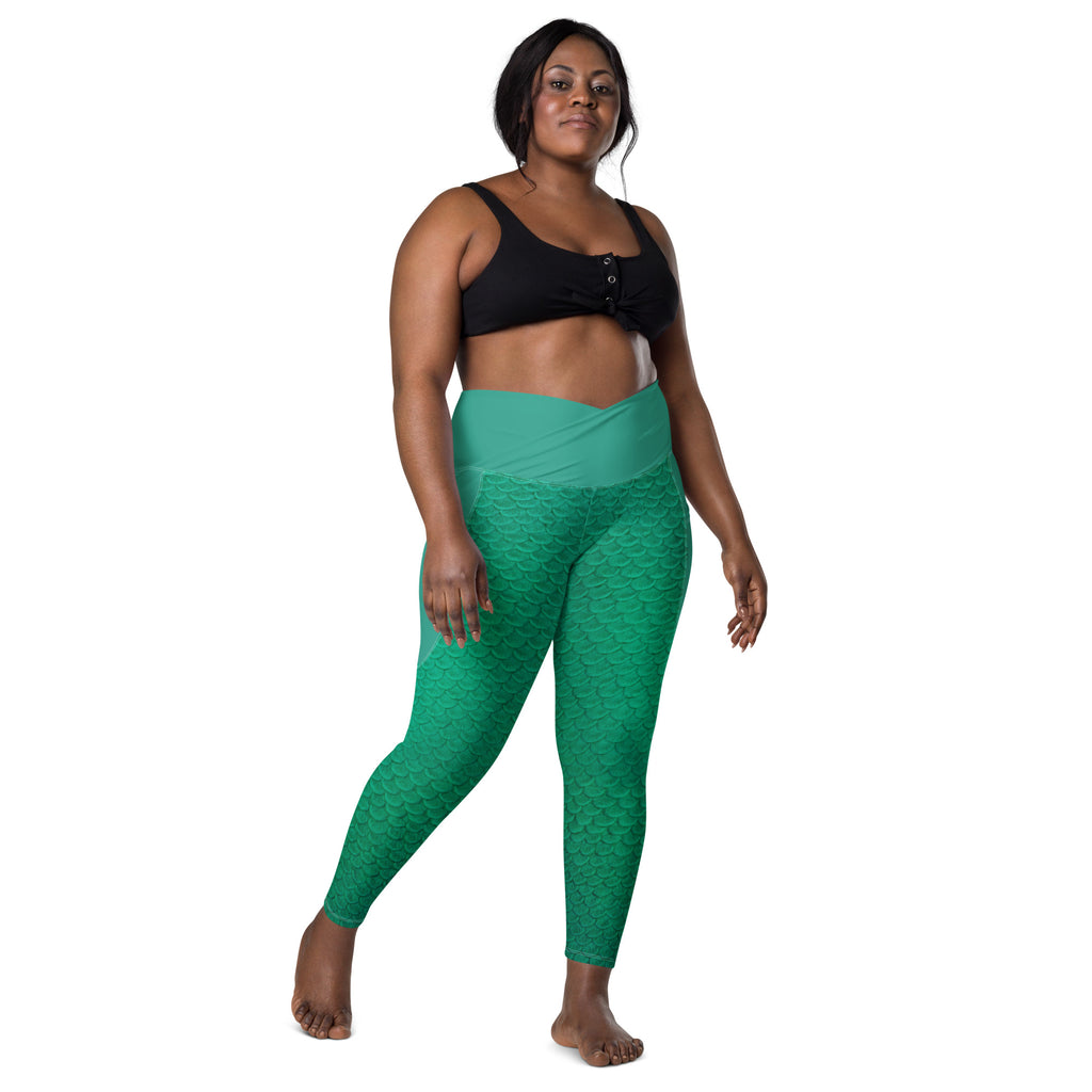 Humphead Wrasse Cross Waist Leggings with Pockets