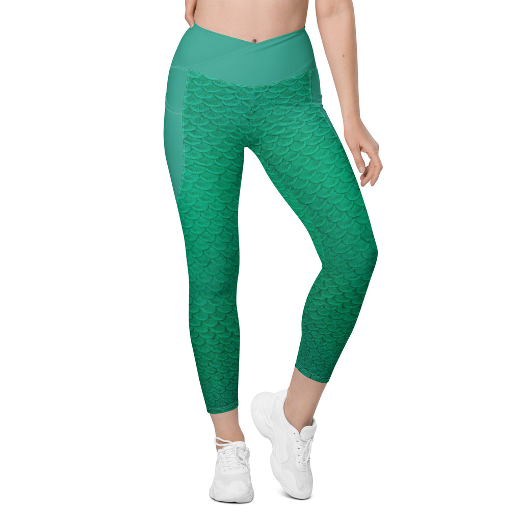 Humphead Wrasse Cross Waist Leggings with Pockets