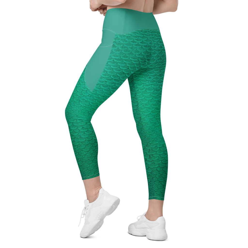 Humphead Wrasse Cross Waist Leggings with Pockets