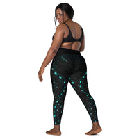 Twilight Tide Cross Waist Leggings with Pockets