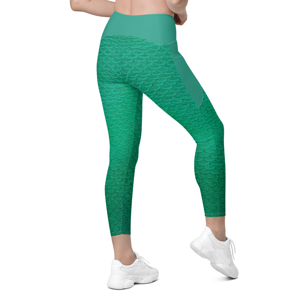 Humphead Wrasse Cross Waist Leggings with Pockets