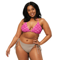 Plumeria Pink Recycled String Bikini Top