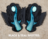 Black & Teal Spotted Lunar Moon Silicone Arm Bracers
