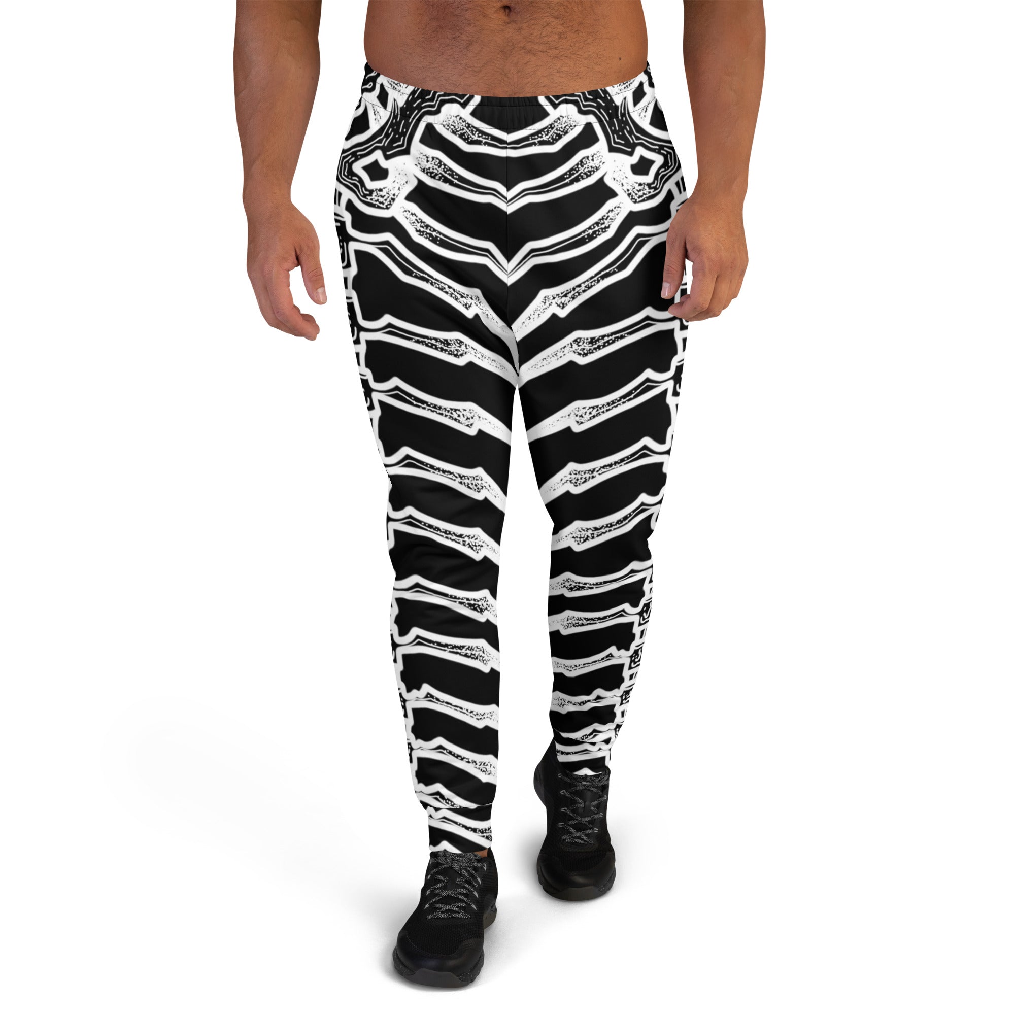 Product image for the front of a pair of joggers featuring Finfolk's Dead Men Tell No Tails mermaid tail design.