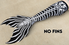 Product photo for Finfolk's Dead Men Tell No Tails fabric Signature mermaid tail with No Fins. The tail features a mermaid skeleton design on a black tail body.