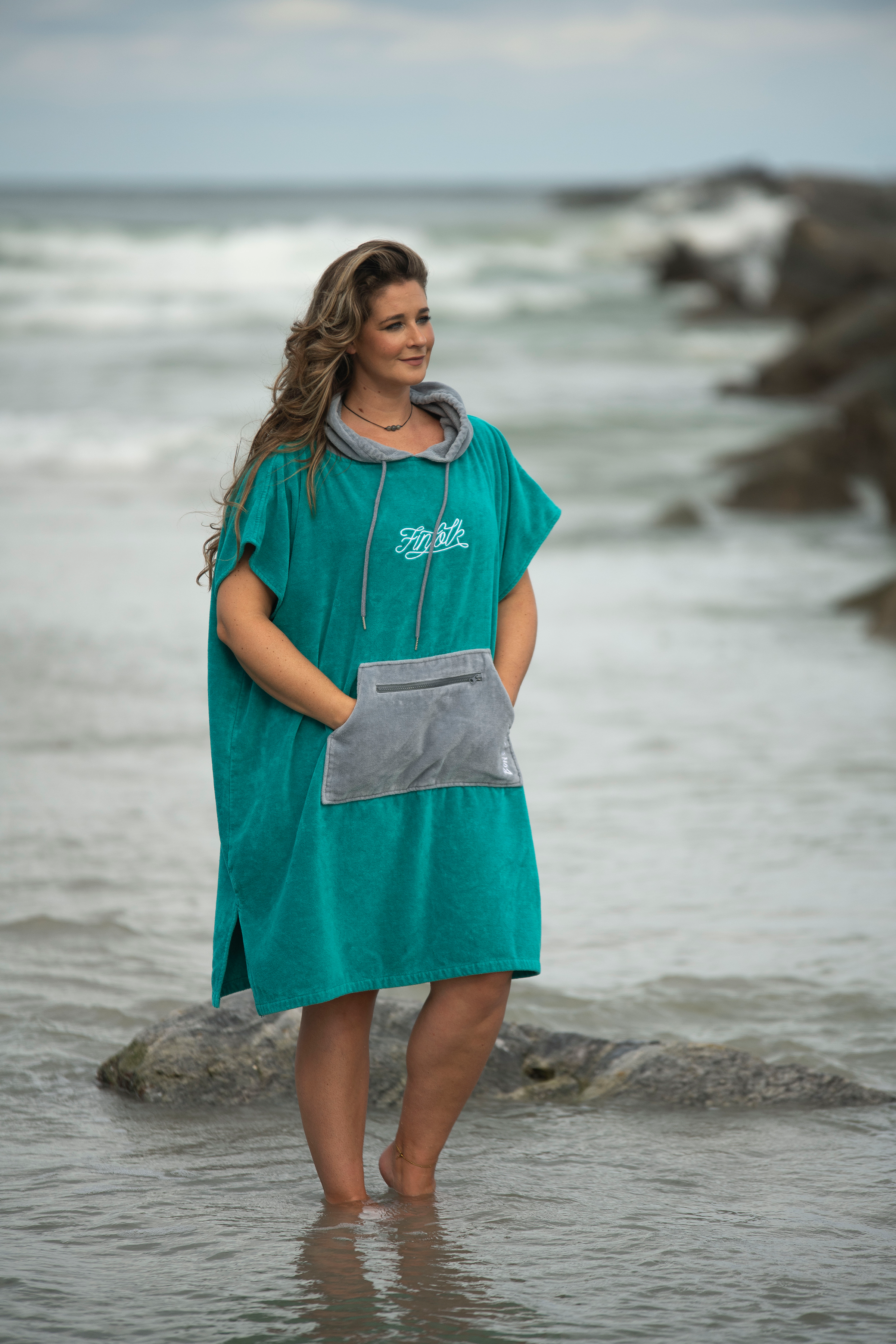 Finfolk Swim Team Teal Changing Poncho