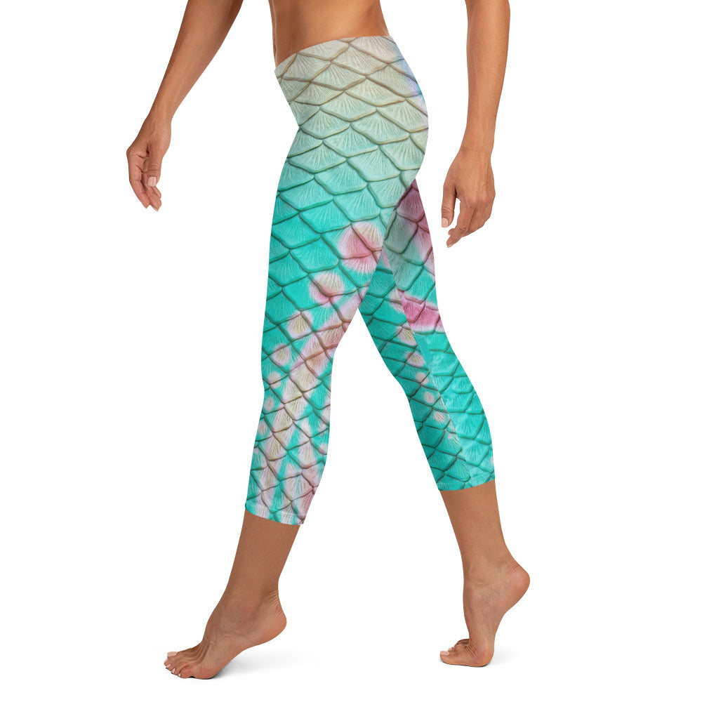 Turquoise Sunrise Capri Leggings