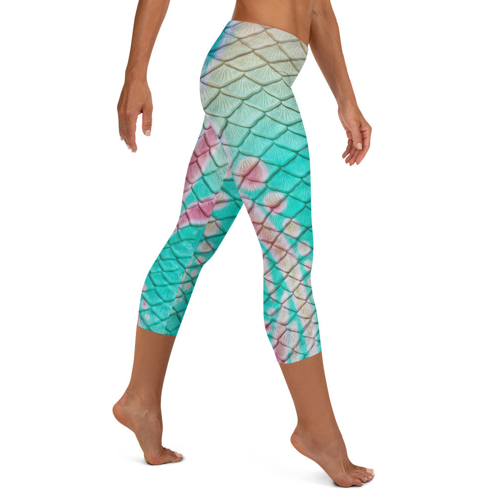 Turquoise Sunrise Capri Leggings