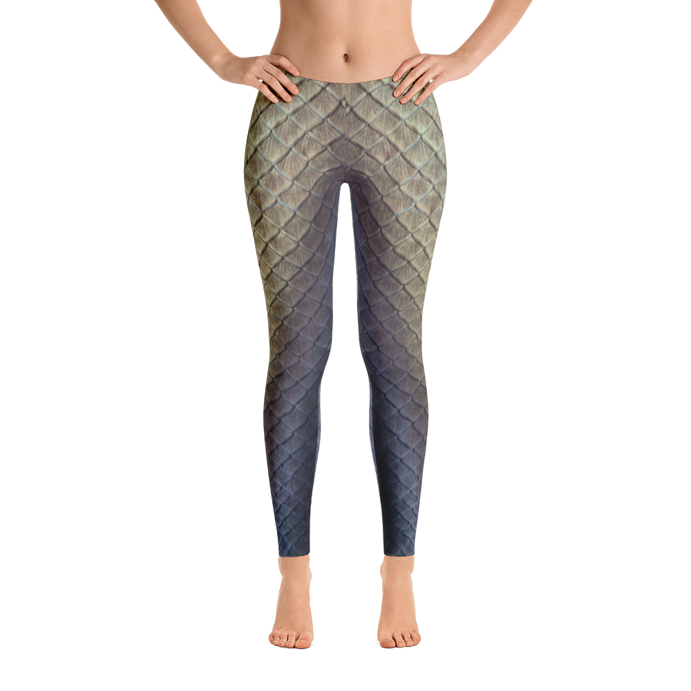 Mermaid Textured Black Spandex Leggings for Yoga Workout in Size XS S M L -   Finland