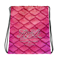 Plumeria Pink Drawstring Bag